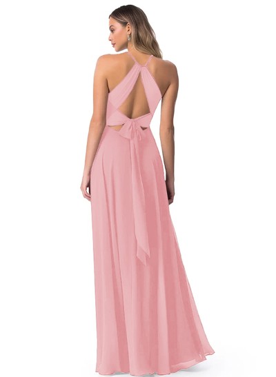 A-Line Chiffon Bridesmaid Dresses With Open Back