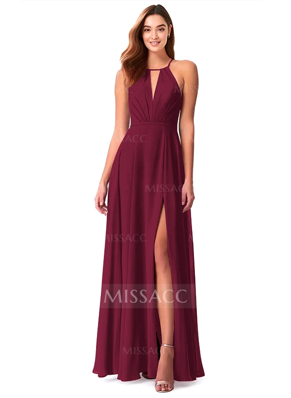 A-Line Chiffon Bridesmaid Dresses With Open Back