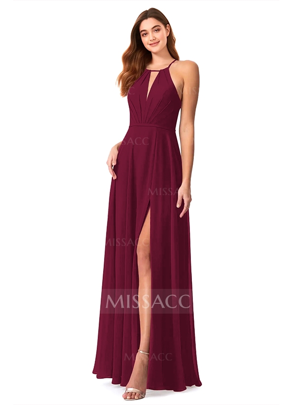 A-Line Chiffon Bridesmaid Dresses With Open Back