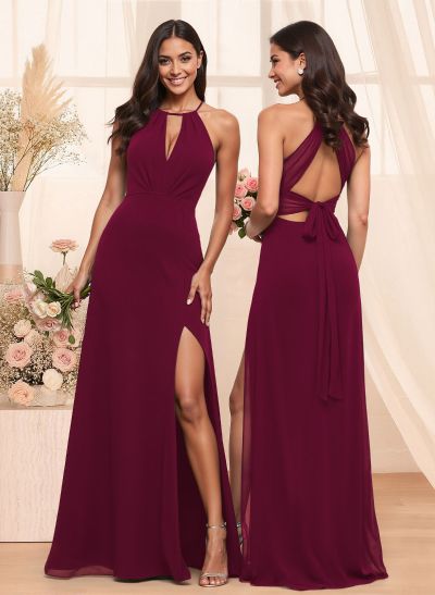 A-Line Chiffon Bridesmaid Dresses With Open Back