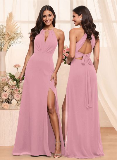 A-Line Chiffon Bridesmaid Dresses With Open Back