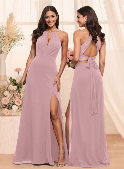 A-Line Chiffon Bridesmaid Dresses With Open Back