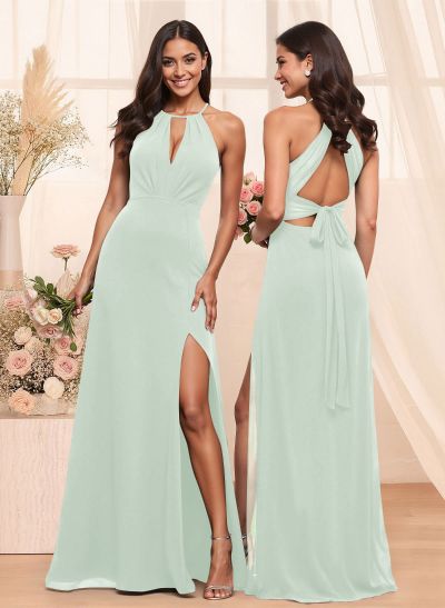 A-Line Chiffon Bridesmaid Dresses With Open Back