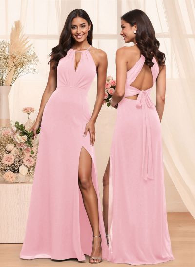 A-Line Chiffon Bridesmaid Dresses With Open Back
