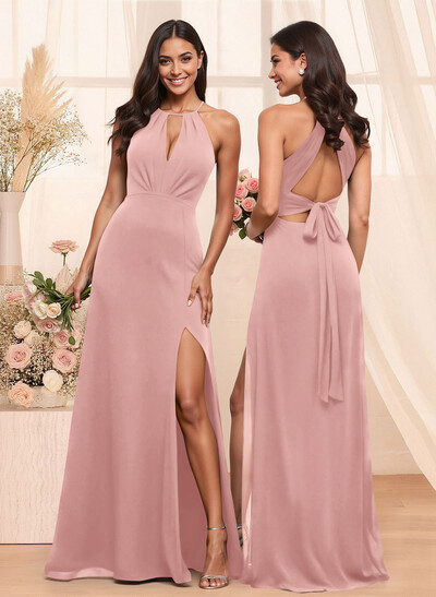 A-Line Chiffon Bridesmaid Dresses With Open Back