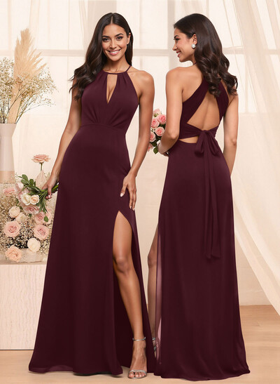 A-Line Chiffon Bridesmaid Dresses With Open Back