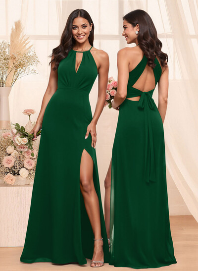 A-Line Chiffon Bridesmaid Dresses With Open Back