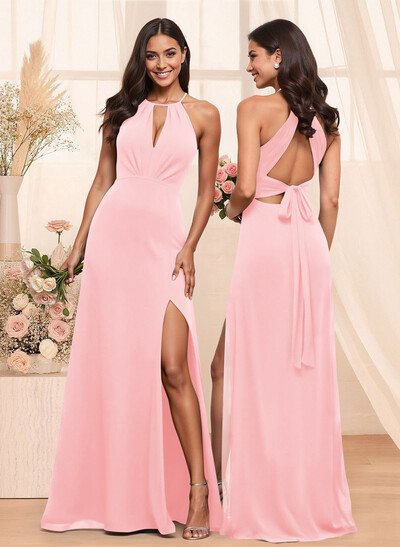 A-Line Chiffon Bridesmaid Dresses With Open Back