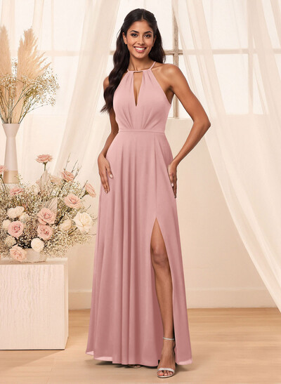 A-Line Chiffon Bridesmaid Dresses With Open Back