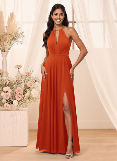 A-Line Chiffon Bridesmaid Dresses With Open Back