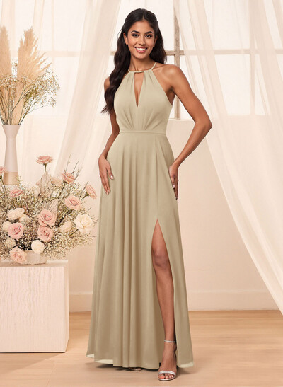 A-Line Chiffon Bridesmaid Dresses With Open Back