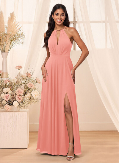 A-Line Chiffon Bridesmaid Dresses With Open Back