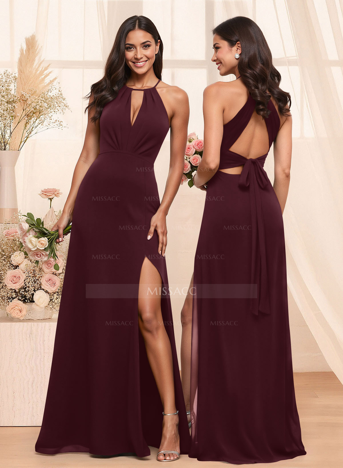 A-Line Chiffon Bridesmaid Dresses With Open Back
