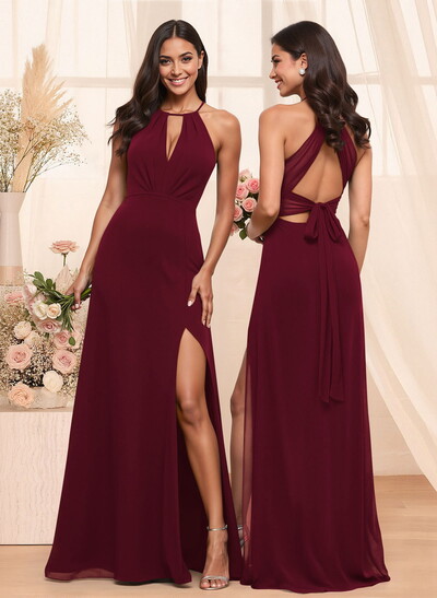 A-Line Chiffon Bridesmaid Dresses With Open Back