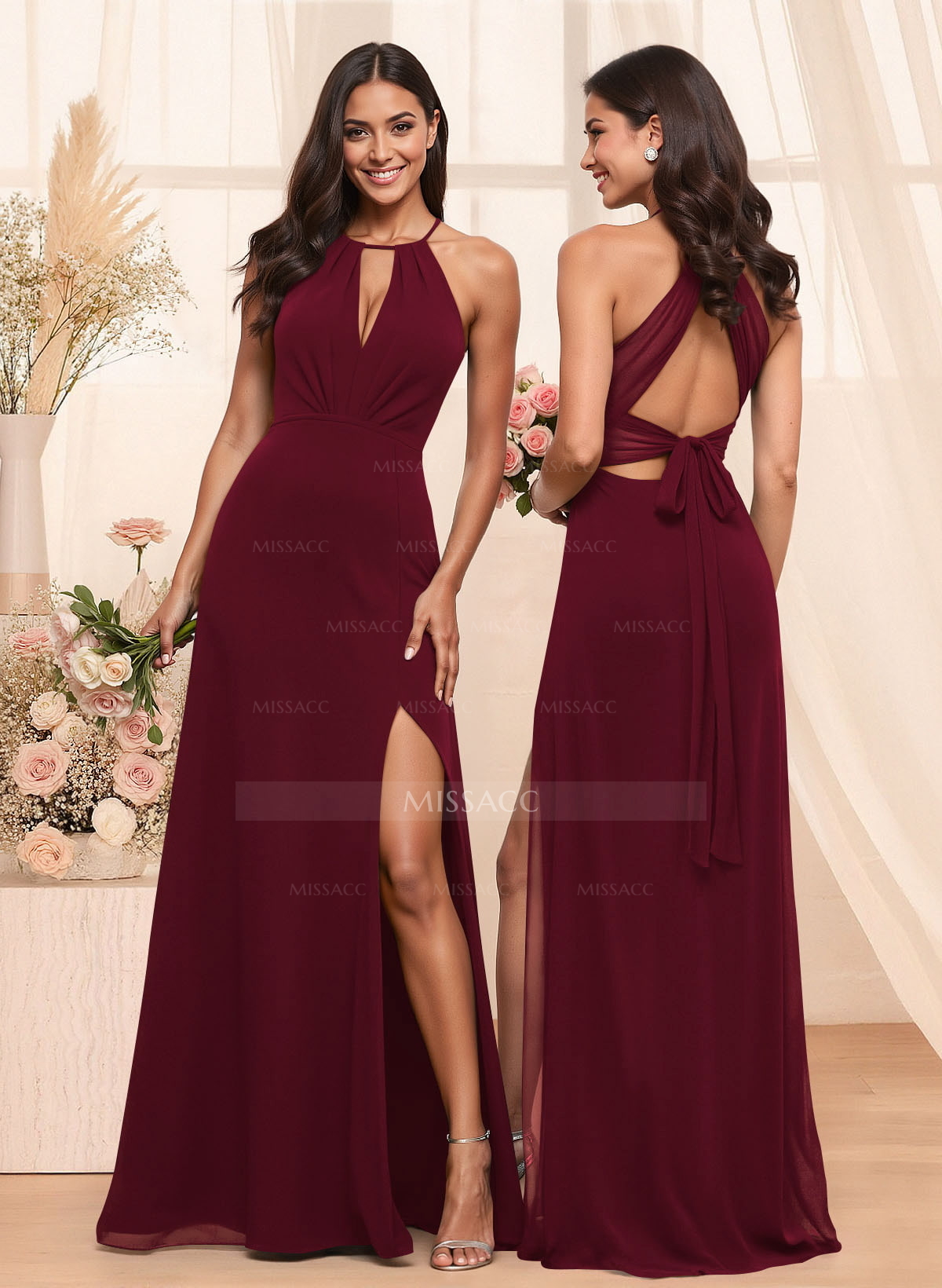 A-Line Chiffon Bridesmaid Dresses With Open Back