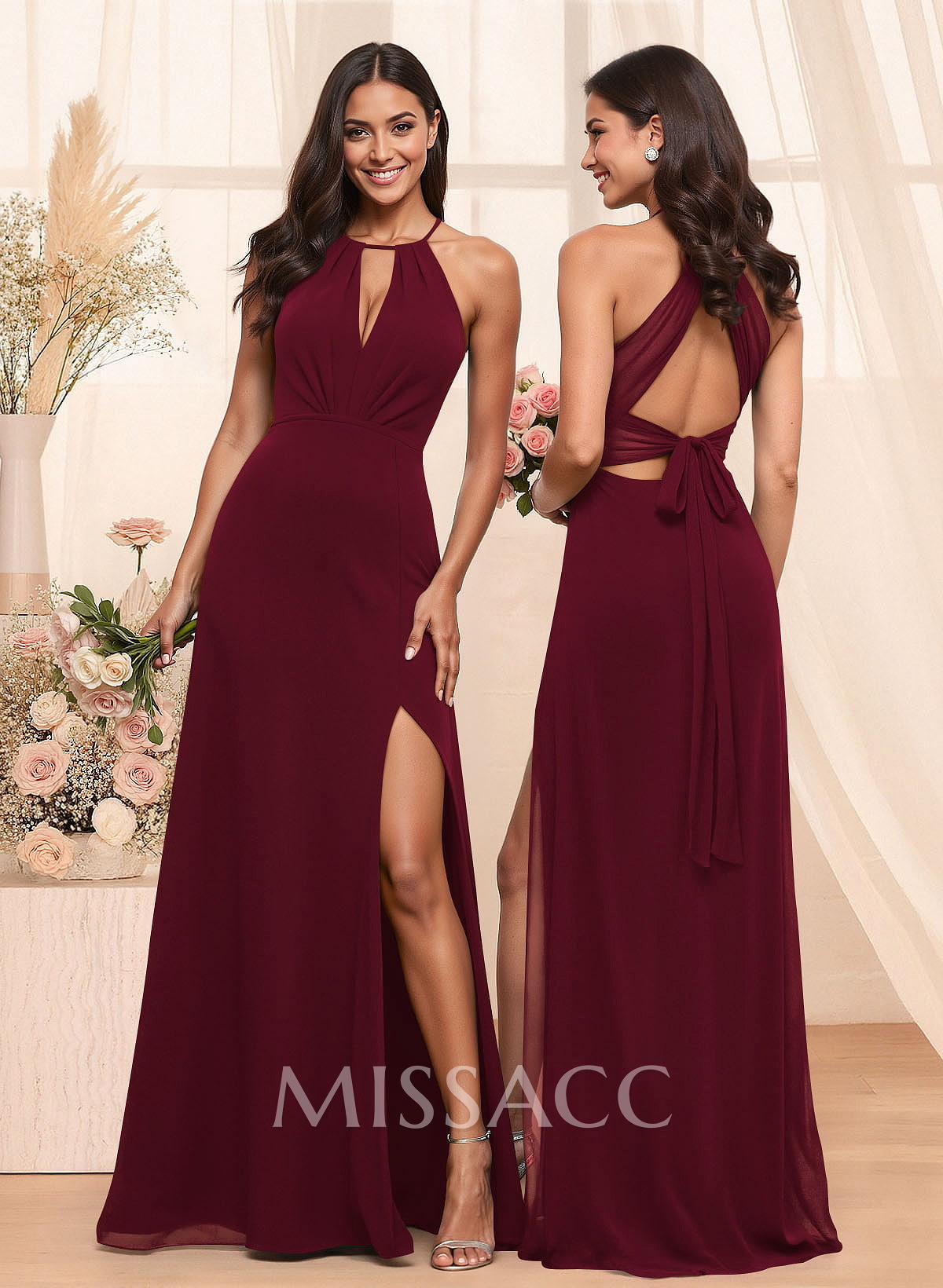 A-Line Chiffon Bridesmaid Dresses With Open Back A-Line Chiffon Bridesmaid Dresses With Open Back