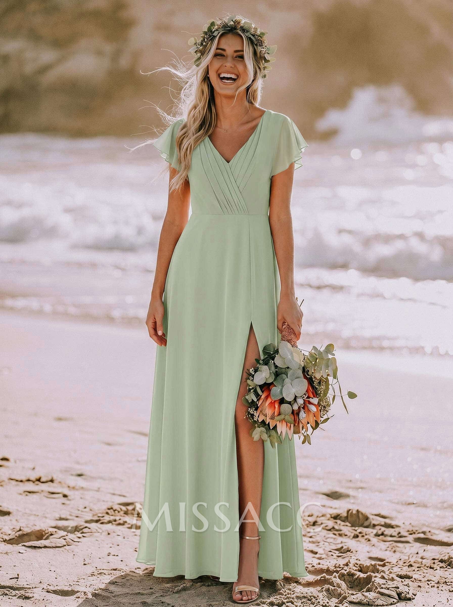 Long Chiffon V-Neck Bridesmaid Dresses Long Chiffon V-Neck Bridesmaid Dresses