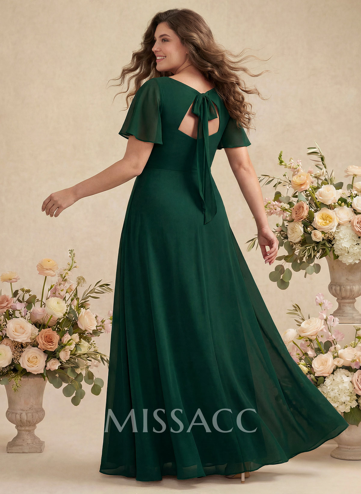 A-Line Split Front Bridesmaid Dress With Back Hole A-Line Split Front Bridesmaid Dress With Back Hole