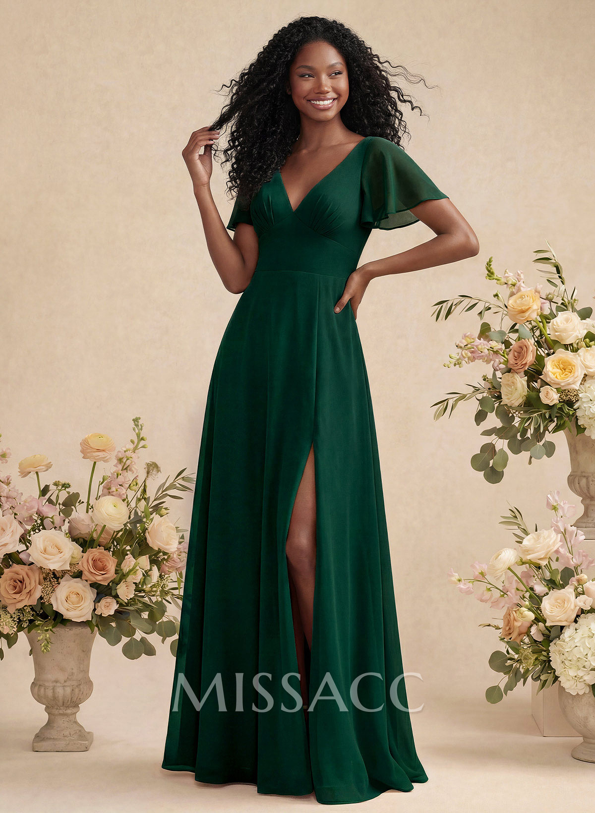 A-Line Split Front Bridesmaid Dress With Back Hole A-Line Split Front Bridesmaid Dress With Back Hole