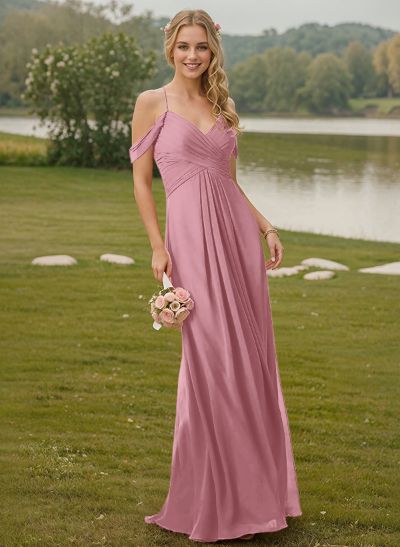 Off-The-Shoulder Chiffon Bridesmaid Dresses