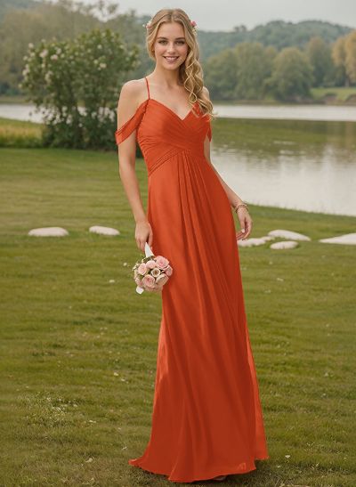 Off-The-Shoulder Chiffon Bridesmaid Dresses