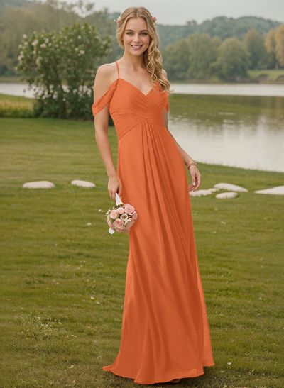 Off-The-Shoulder Chiffon Bridesmaid Dresses