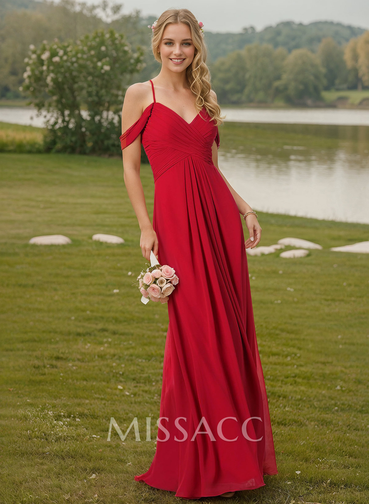 Off-The-Shoulder Chiffon Bridesmaid Dresses