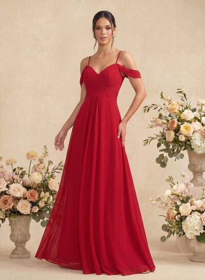 Off-The-Shoulder Chiffon Bridesmaid Dresses