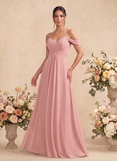 Off-The-Shoulder Chiffon Bridesmaid Dresses