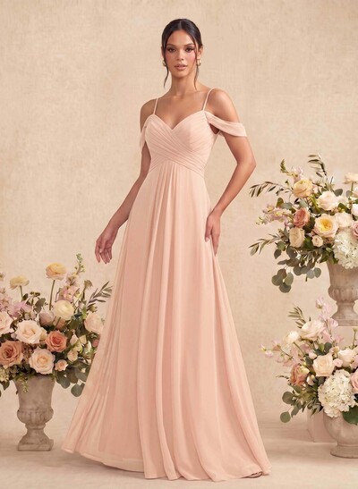 Off-the-Shoulder Chiffon Bridesmaid Dresses