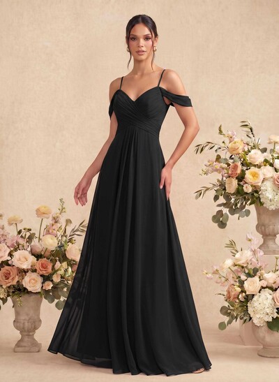 Off-The-Shoulder Chiffon Bridesmaid Dresses