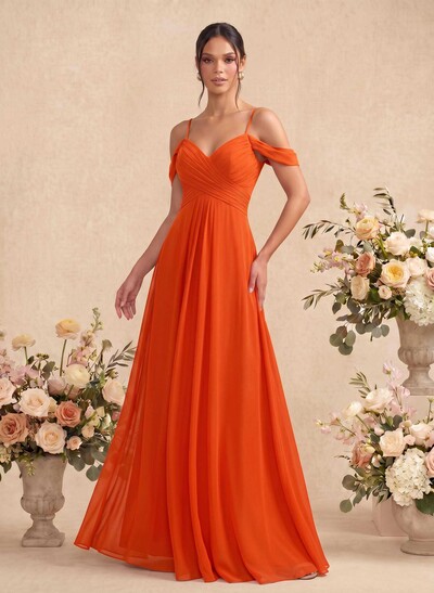 Off-The-Shoulder Chiffon Bridesmaid Dresses