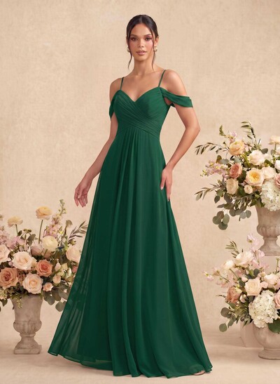 Off-The-Shoulder Chiffon Bridesmaid Dresses
