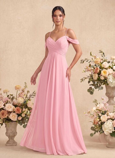 Off-The-Shoulder Chiffon Bridesmaid Dresses