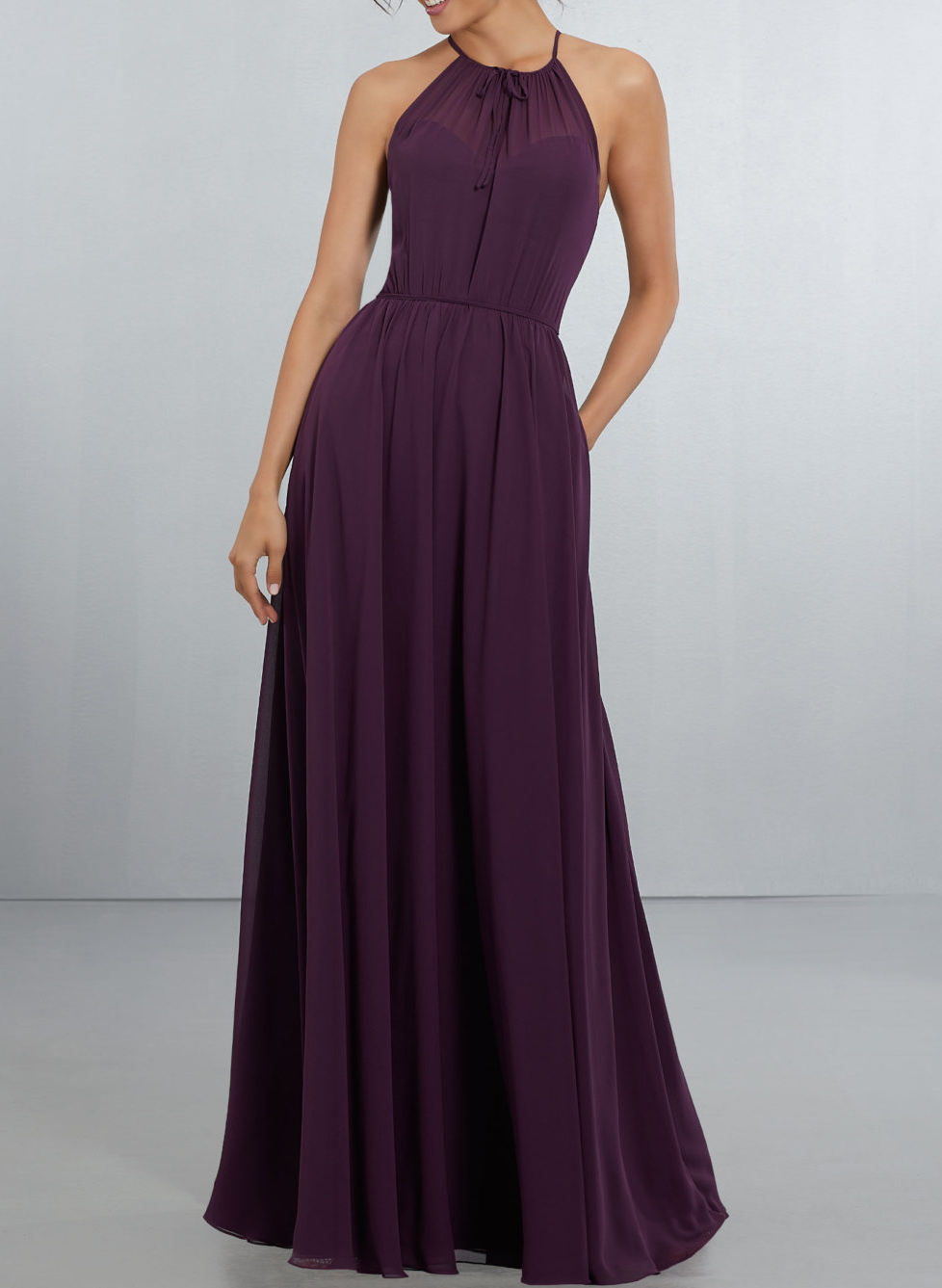 Purple A-Line Bridesmaid Dresses With Chiffon