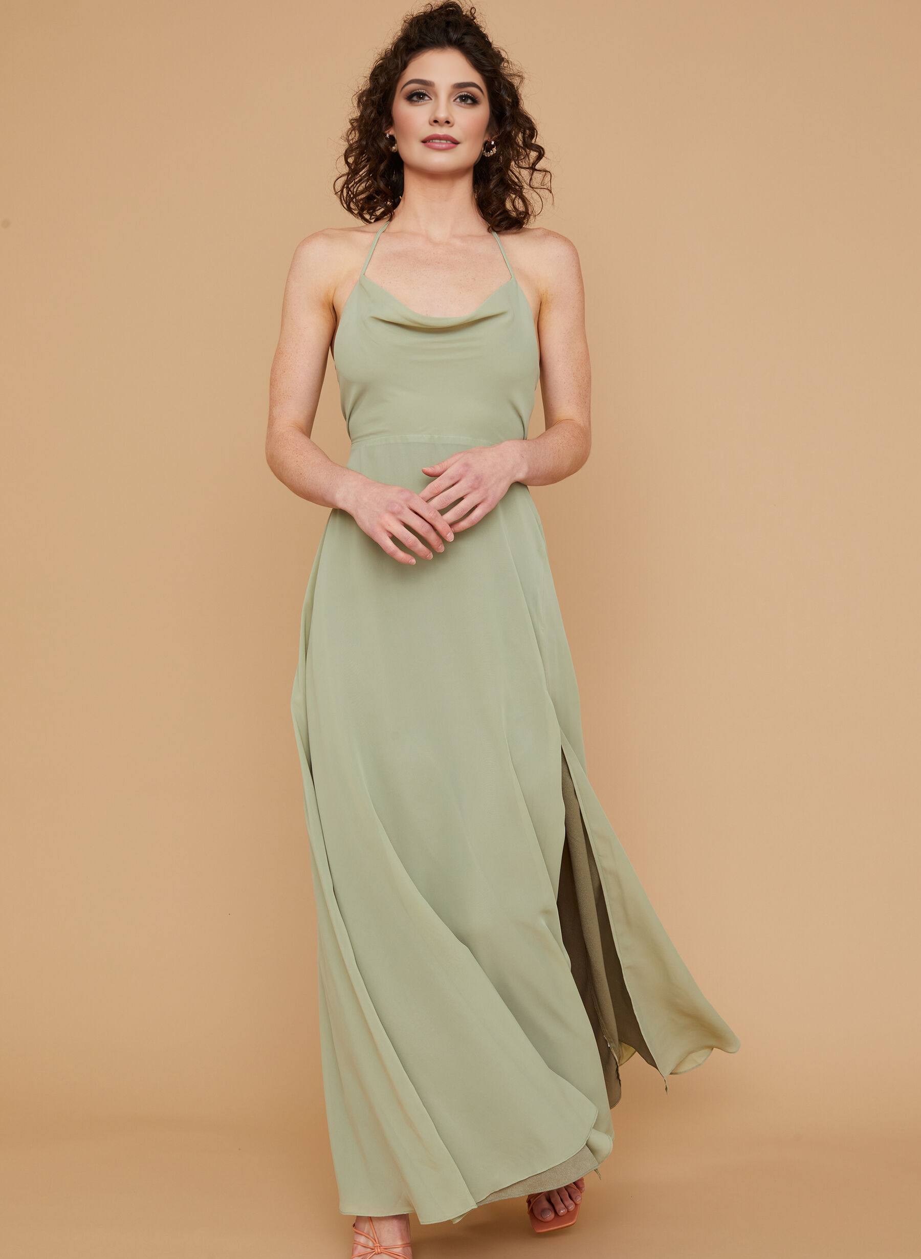 Cowl Neck A-Line Bridesmaid Dresses With Chiffon