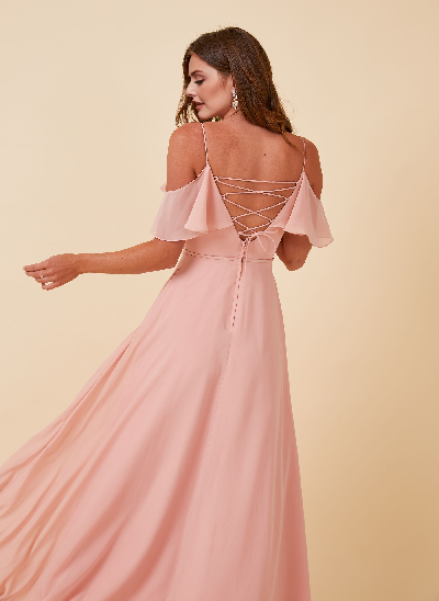 Sweet Ruffles Off-The-Shoulder Bridesmaid Dresses With Chiffon