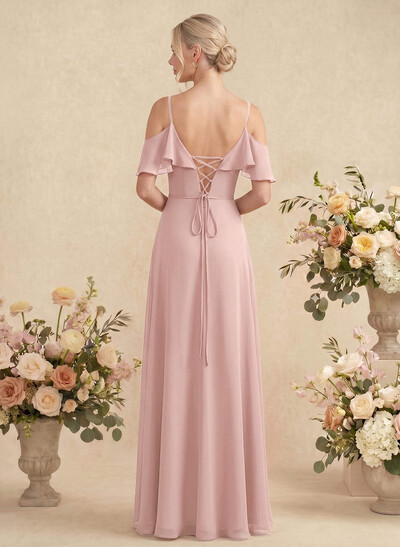 Sweet Ruffles Off-The-Shoulder Bridesmaid Dresses With Chiffon