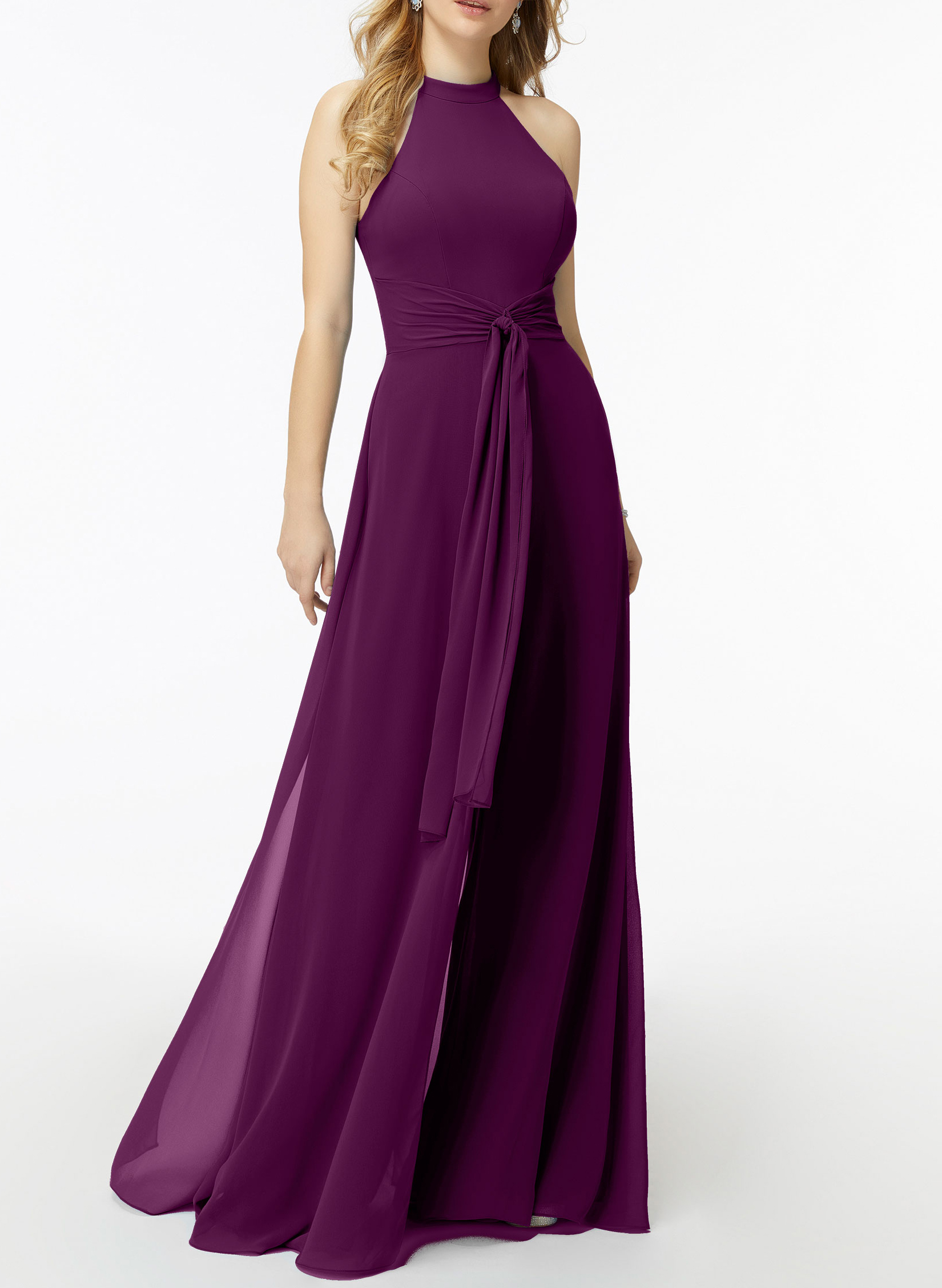 Jumpsuit/Pantsuit High Neck Bridesmaid Dresses With Cascading Ruffles