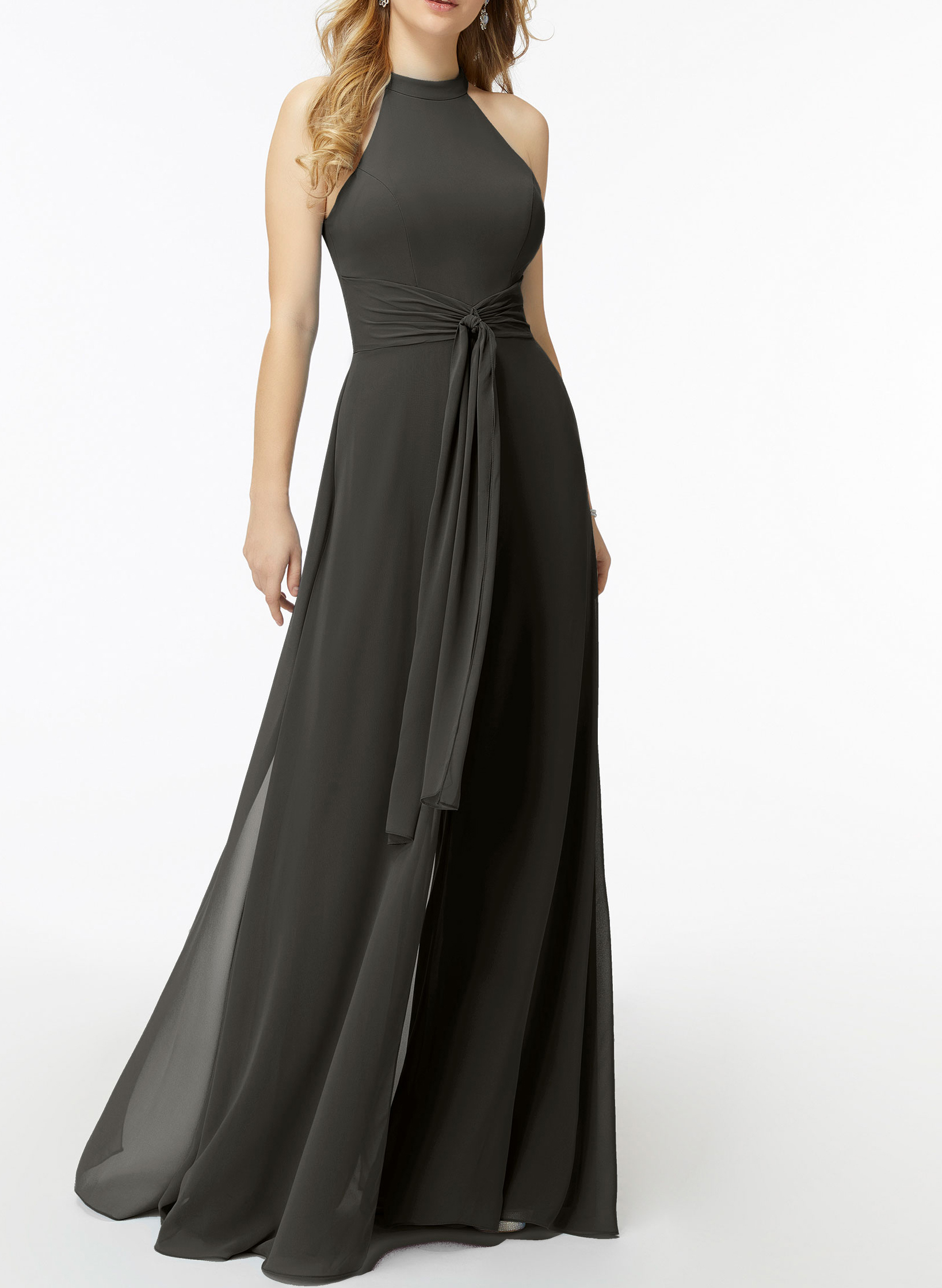 Jumpsuit/Pantsuit High Neck Bridesmaid Dresses With Cascading Ruffles