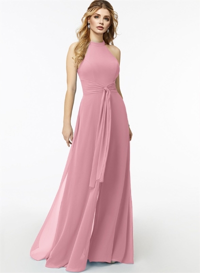 Jumpsuit/Pantsuit High Neck Bridesmaid Dresses With Cascading Ruffles