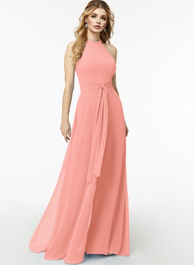 Jumpsuit/Pantsuit High Neck Bridesmaid Dresses With Cascading Ruffles