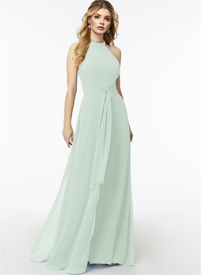 Jumpsuit/Pantsuit High Neck Bridesmaid Dresses With Cascading Ruffles