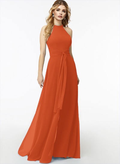 Jumpsuit/Pantsuit High Neck Bridesmaid Dresses With Cascading Ruffles