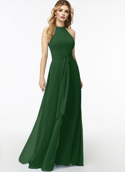 Jumpsuit/Pantsuit High Neck Bridesmaid Dresses With Cascading Ruffles