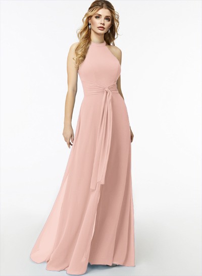 Jumpsuit/Pantsuit High Neck Bridesmaid Dresses With Cascading Ruffles