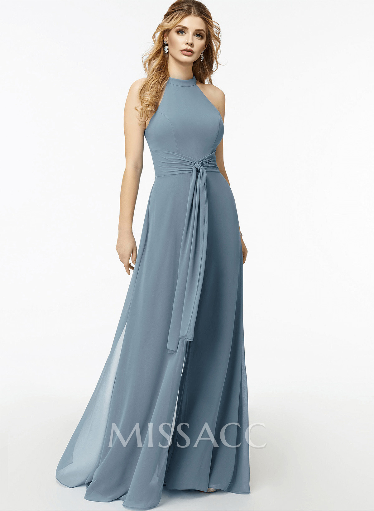 Jumpsuit/Pantsuit High Neck Bridesmaid Dresses With Cascading Ruffles