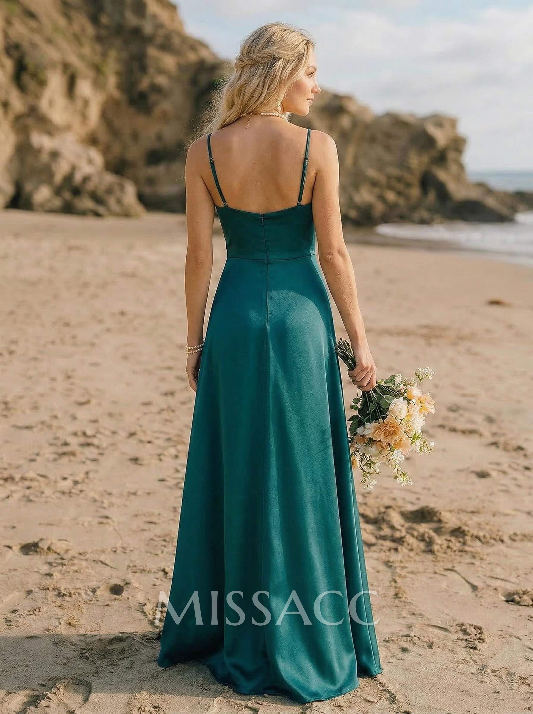Cowl Neck Silk Like Satin Bridesmaid Dresses With A-Line Cowl Neck Silk Like Satin Bridesmaid Dresses With A-Line