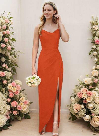 Cowl Neck Chiffon Bridesmaid Dresses With Sheath/Column