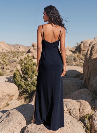 Cowl Neck Elastic Satin Bridesmaid Dresses With Sheath/Column